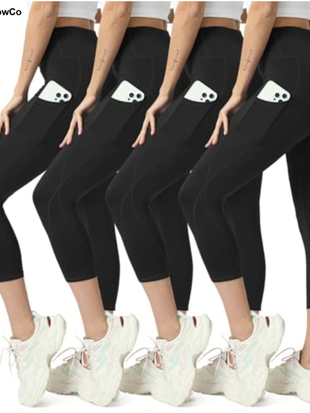 Capri Leggings for Women with Pockets Tummy Control Yoga Pants High Rise